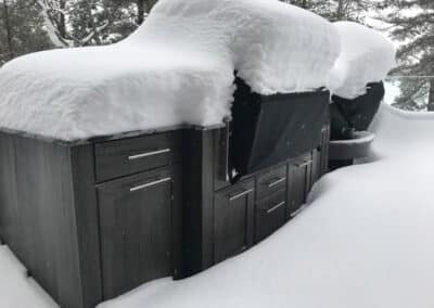 cottage deck outdoor cabinets snow winter maskoka